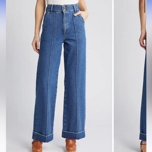 Frame 70s Seamed Crop Straight Leg Jeans